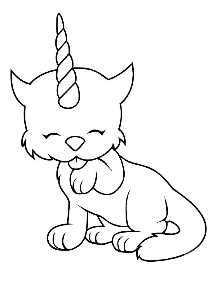 Unicorn Kitten Coloring Page