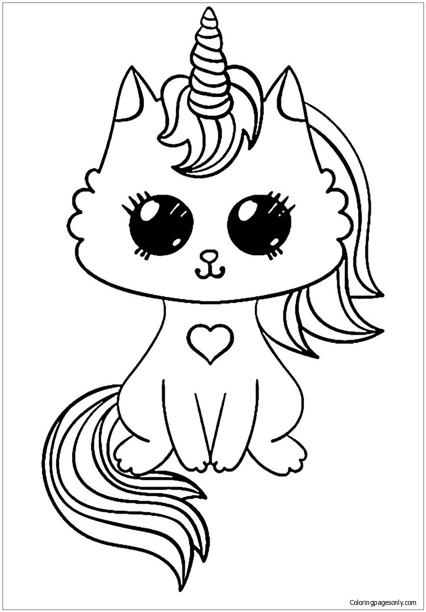 Unicorn Kitty Cat Coloring Pages - Unicorn Cat Coloring Pages