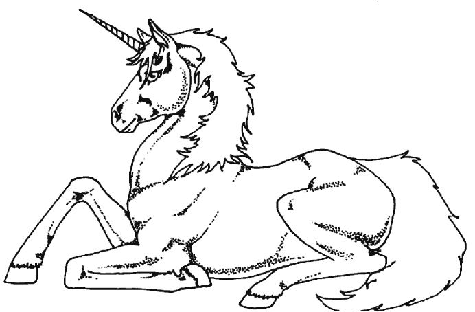 Unicorn Lying Down Coloring Pages