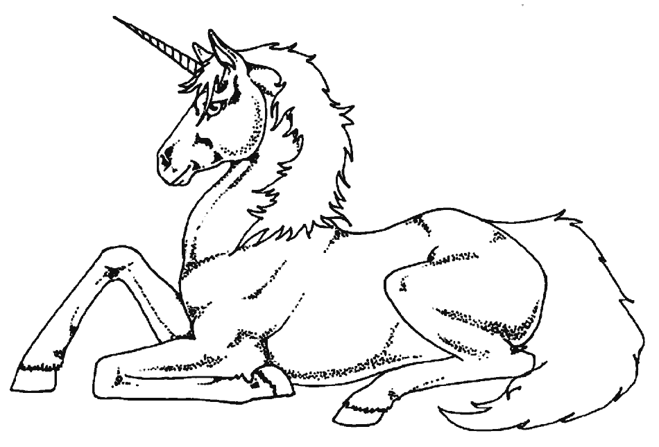 Unicorn Lying Down Coloring Pages