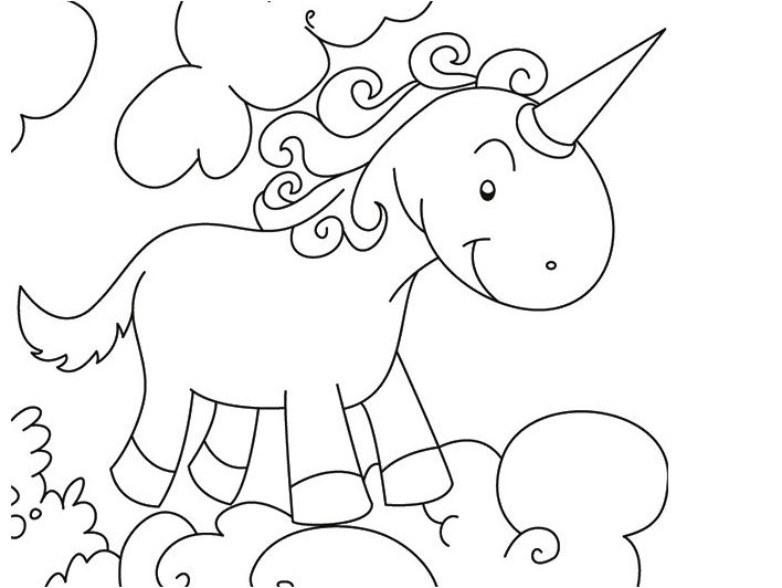 Unicorn Over Clouds Coloring Page