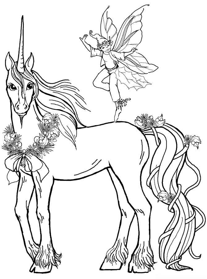 Unicorn wears ribbon Coloring Pages