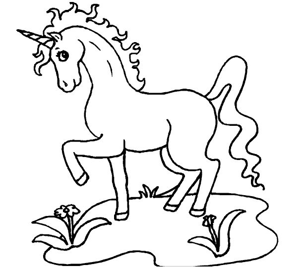 Unicorn with Flowers Coloring Page