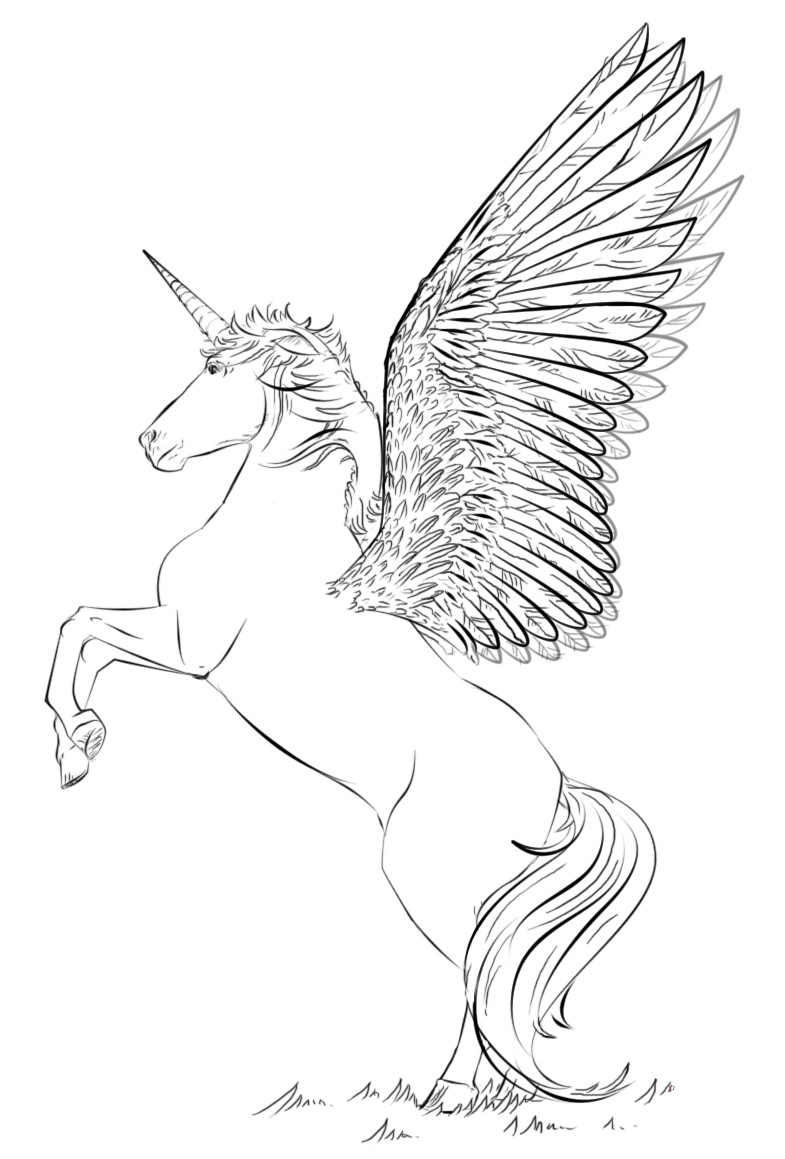 Unicorn With Wings Coloring Page - Free Printable Coloring Pages