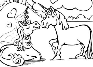 Unicorns in Love Coloring Pages