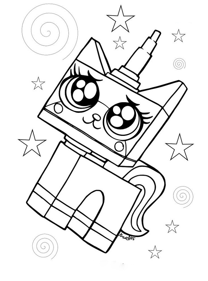 Unikitty with stars Coloring Pages