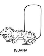 Letra mayúscula I para Iguana Página para colorear