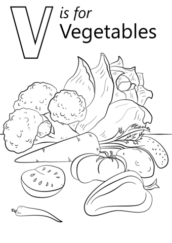 V is for Vegetables Coloring Pages
