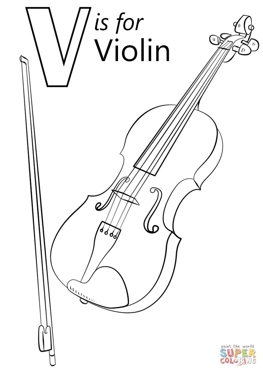 V is for Violin Coloring Pages