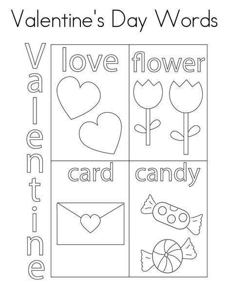 Valentine Day Word Coloring Page