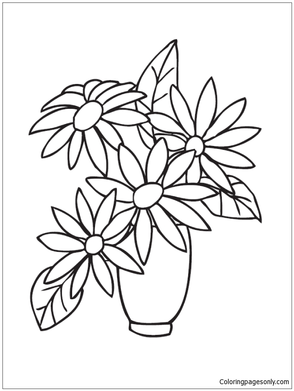 Vase Flower Coloring Page - Free Printable Coloring Pages