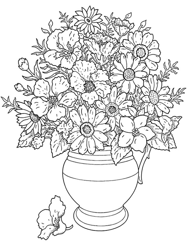 Vase of Flowers Coloring Page