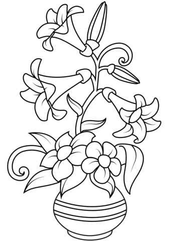 Vase with Lilies Coloring Pages