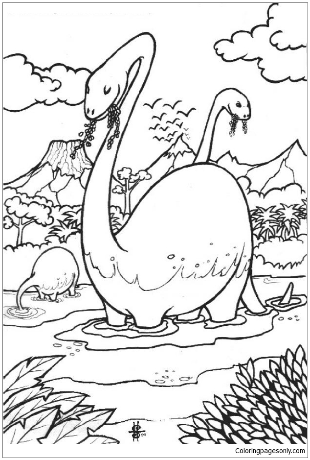Brontossauro Vegetariano de Dinossauros Saurischianos
