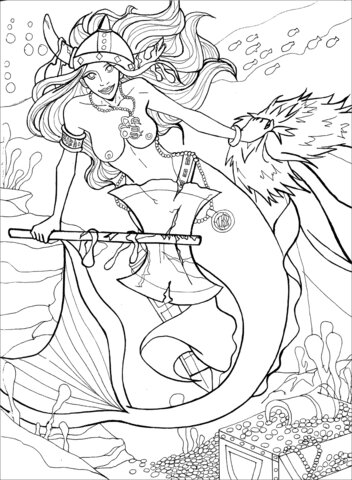 Viking mermaid Coloring Pages