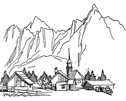 Village In The Mountains Coloring Pages