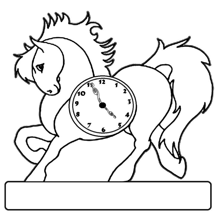Pagina da colorare di orologio cavallo d'epoca