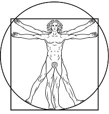 Man van Vitruvius door Leonardo da Vinci Kleurplaat