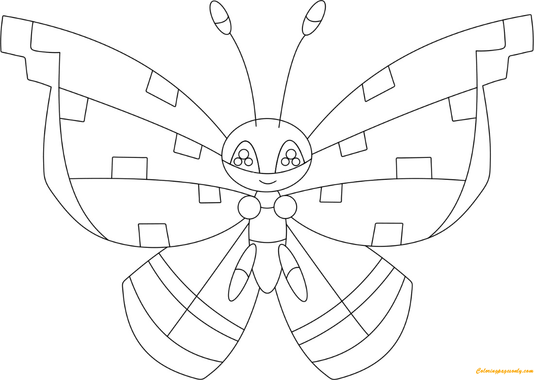 Vivillon mit dem Tundra-Muster von Pokemon-Charakteren