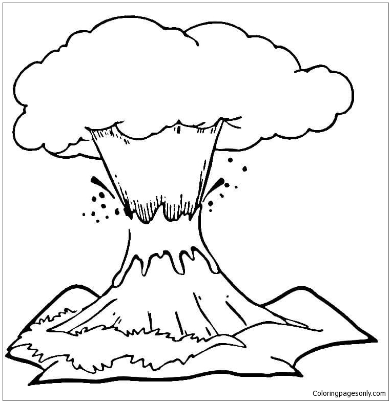 Volcano Printable Coloring Pages