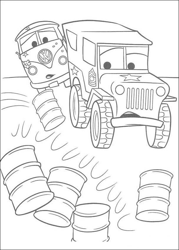 VW Bus And Military Jeep Coloring Pages