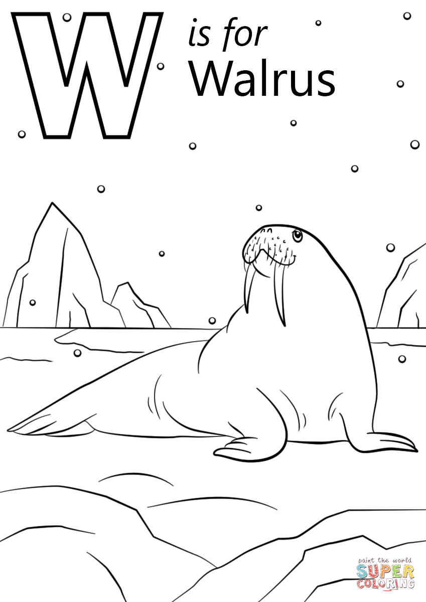 W Is For Walrus Coloring Pages