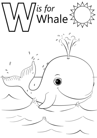 W is for Whale Coloring Pages