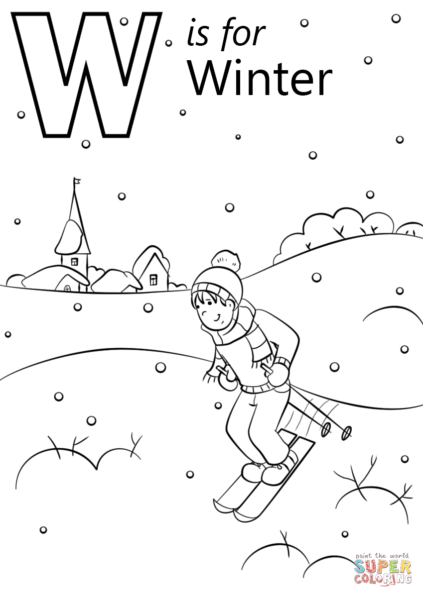 W is for Winter Coloring Page
