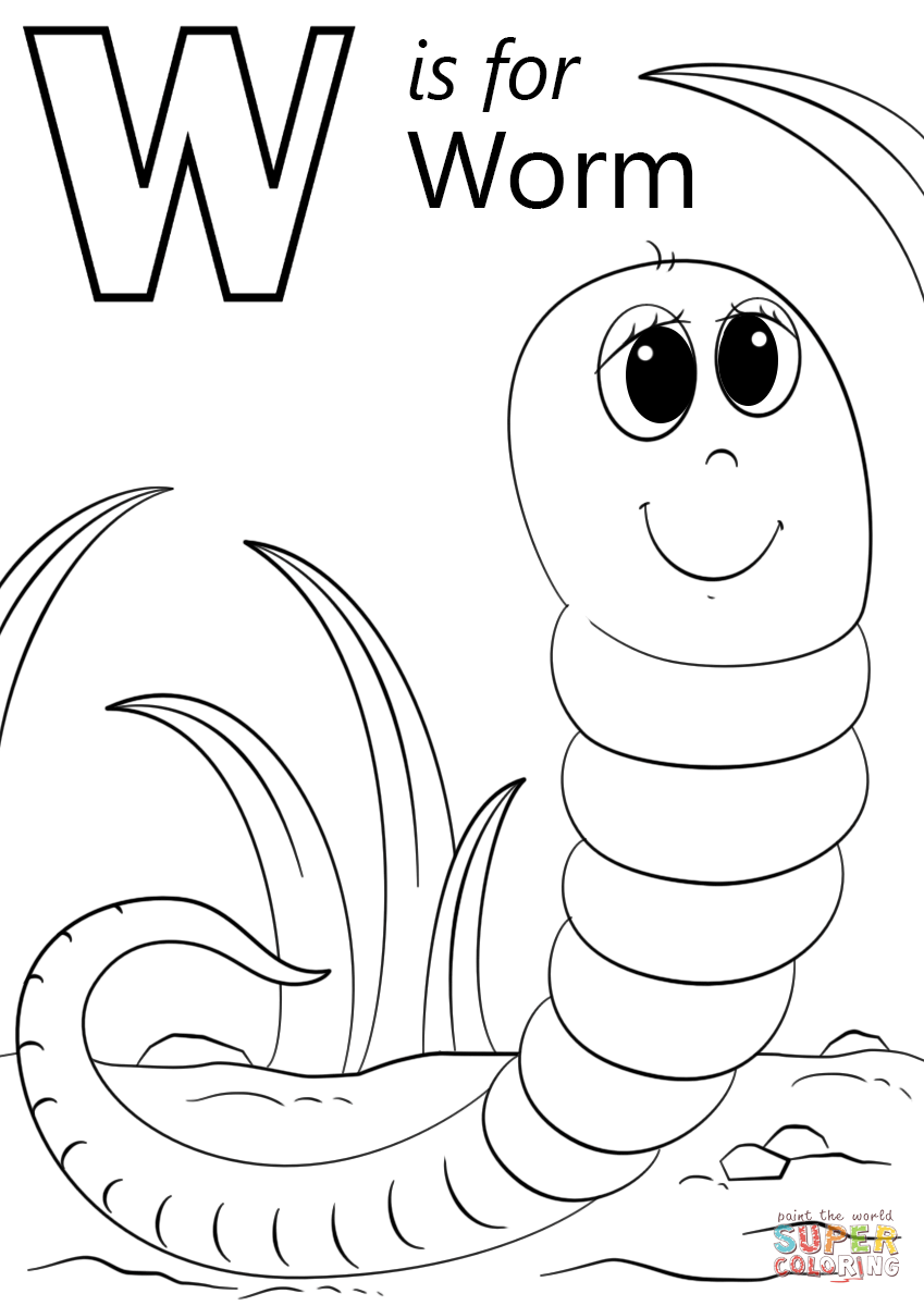W Is For Worm Coloring Pages