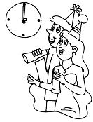 Waiting For New Years Coloring Page