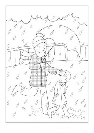 Walking In The Rainy Season Coloring Pages
