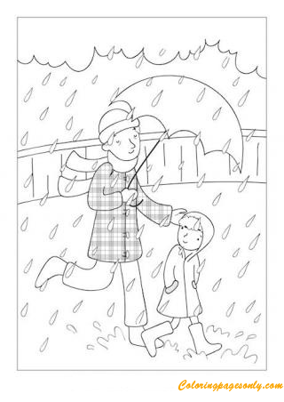 Walking In The Rainy Season Coloring Pages
