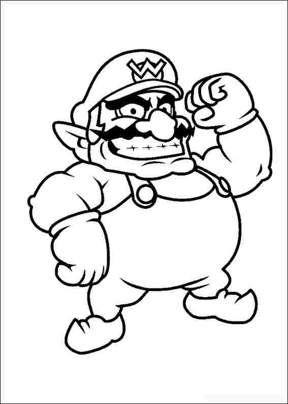 Wario é um arquirrival de Mario em Super Mario Bros Coloring Page
