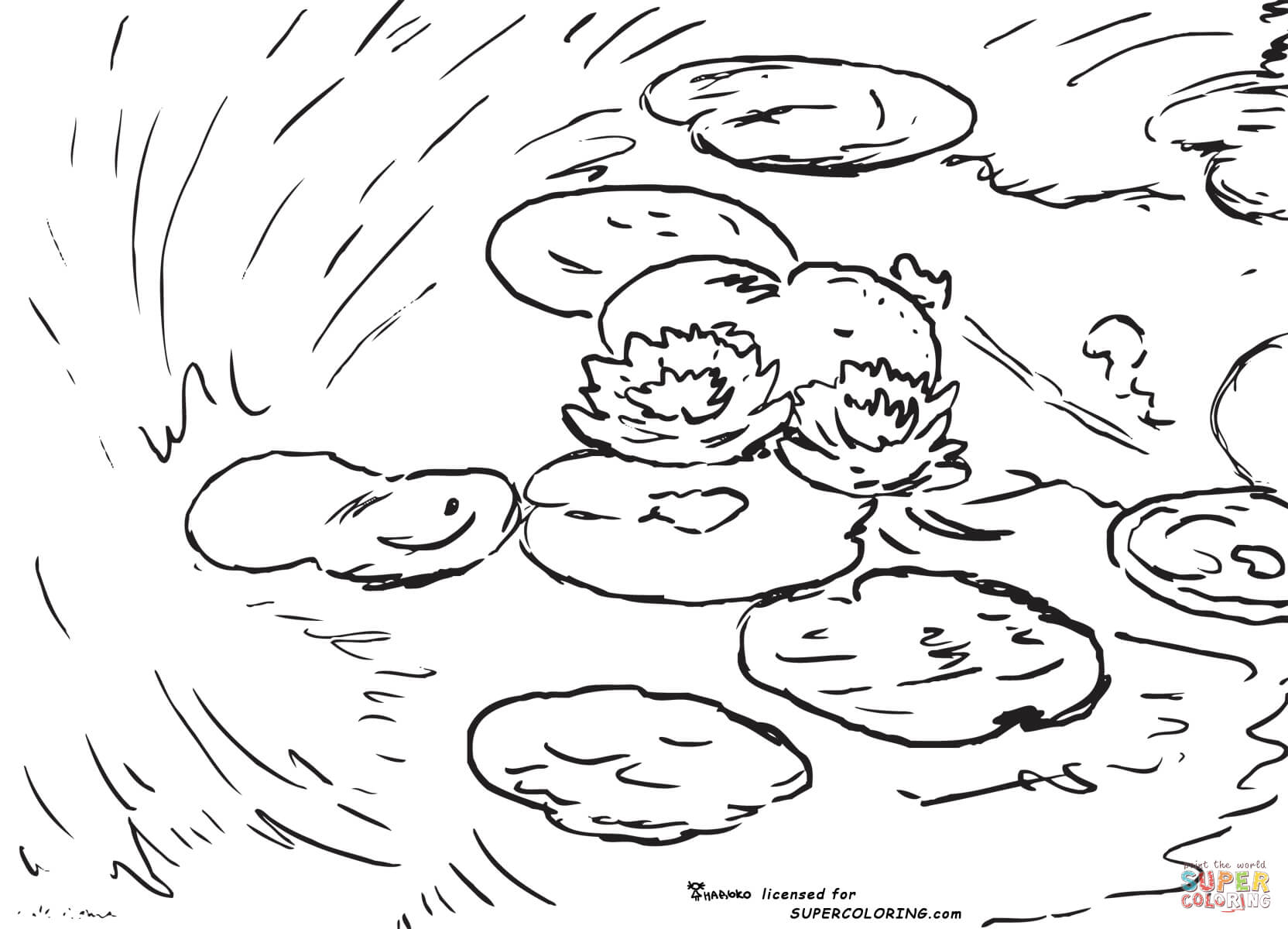 Water Lilies Evening Effect By Claude Monet Coloring Pages