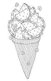Water Melon Ice Cream Coloring Page