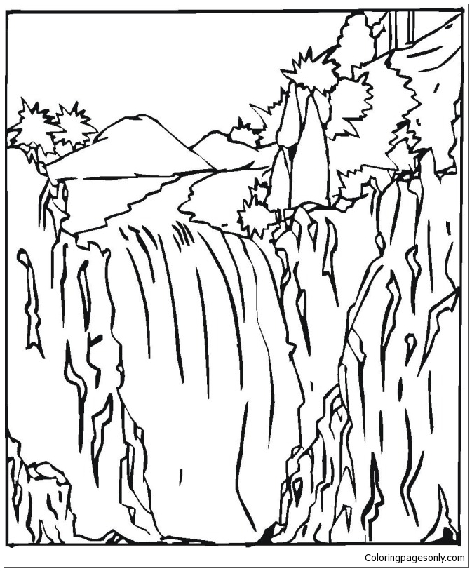 Waterfall 2 Coloring Page - Free Coloring Pages Online