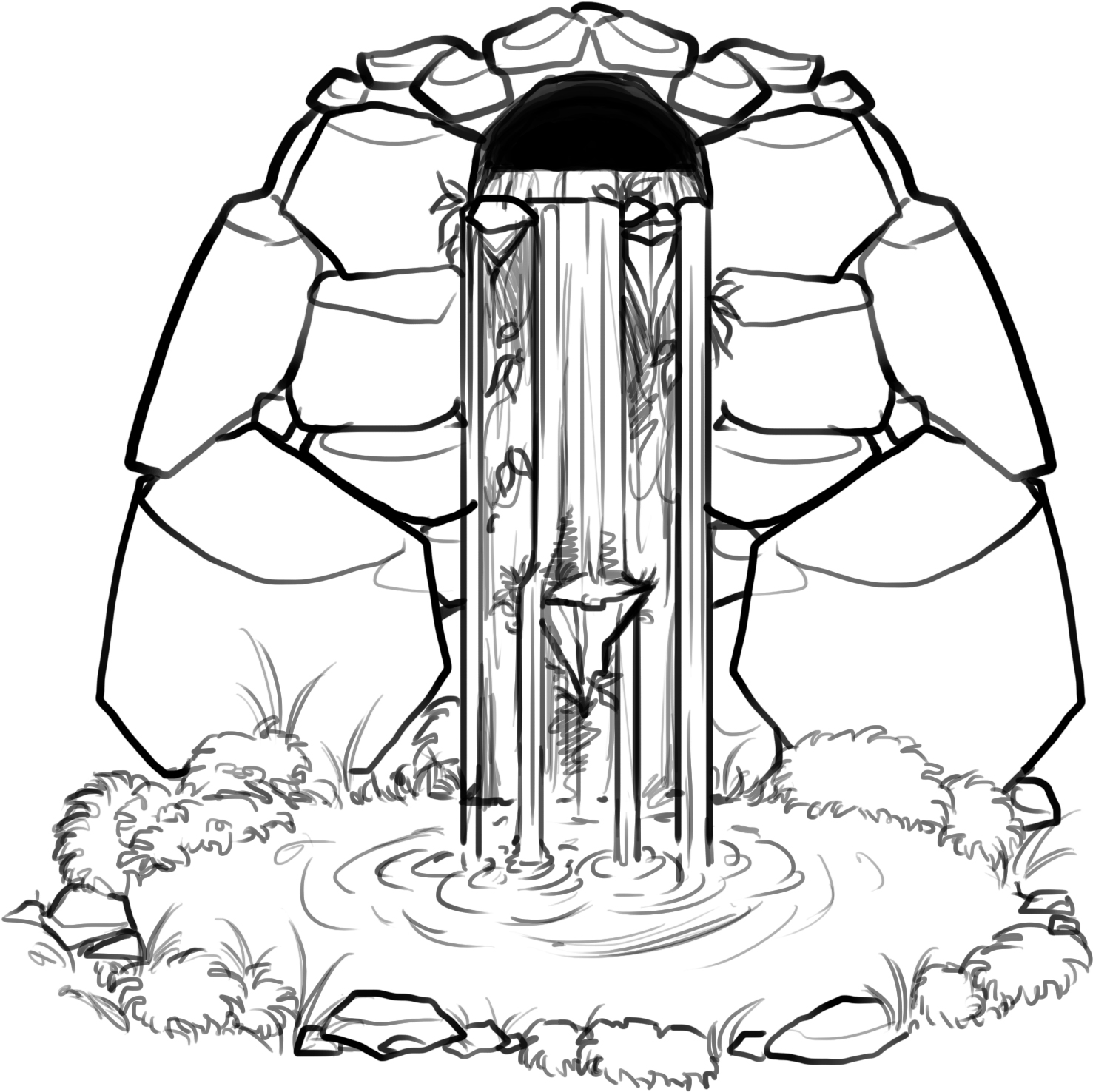 Waterfall and Pool Coloring Page