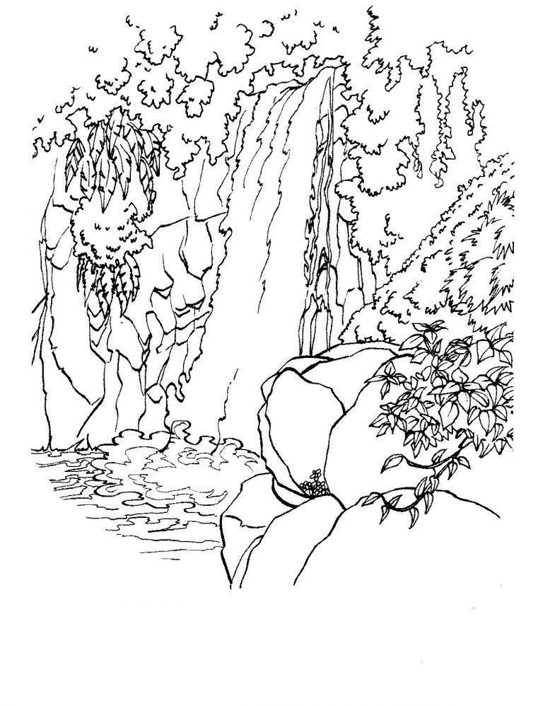Waterfall coloring page Coloring Pages