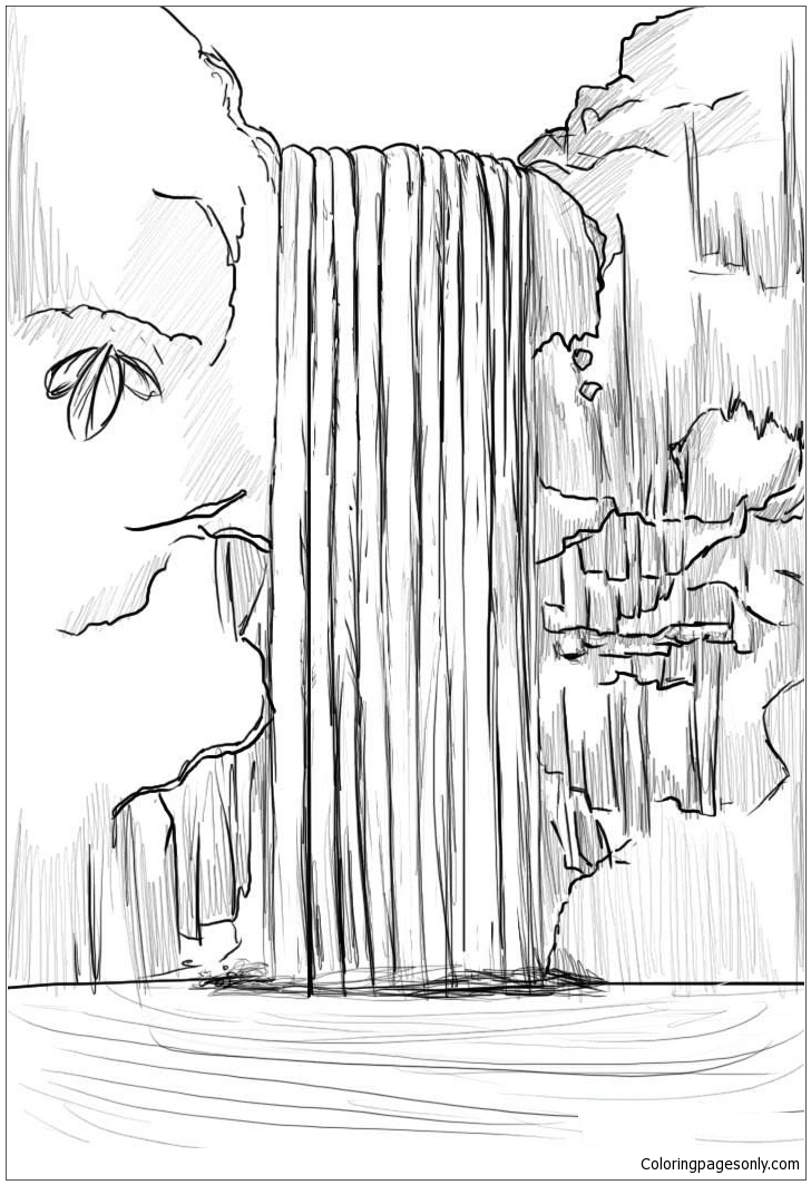Waterfalls 3 Coloring Page - Free Printable Coloring Pages