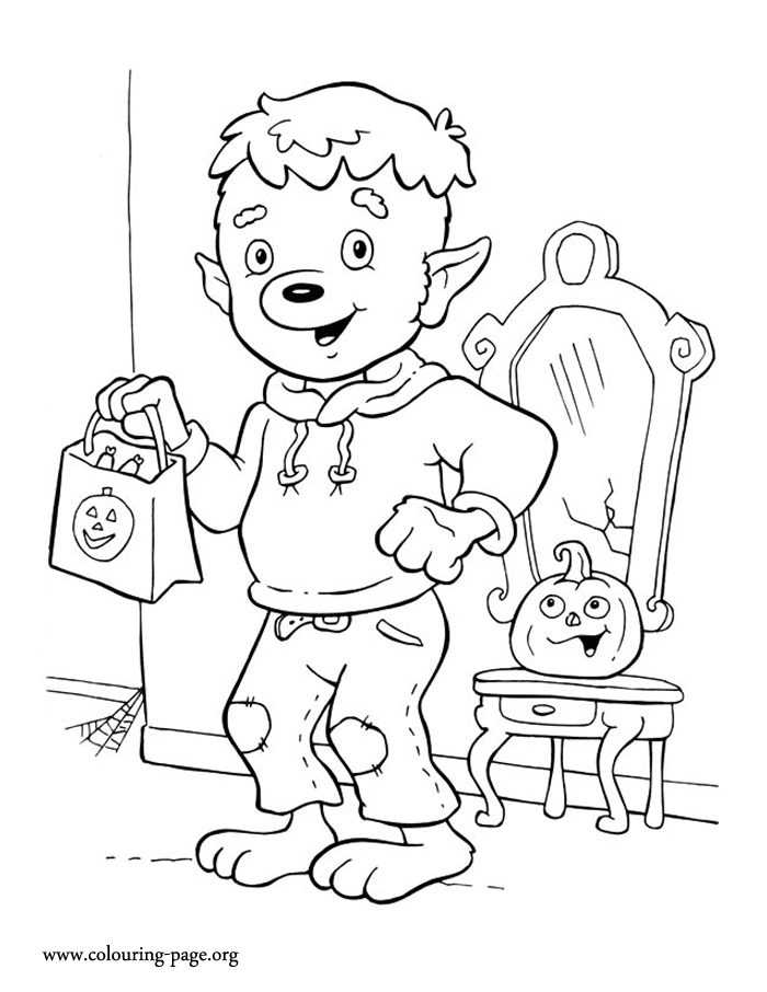 Cute Werewolf Coloring Page