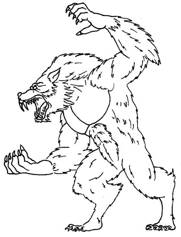 Coloriage loup-garou effrayant