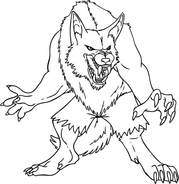 Werewolf Printable Free Coloring Page