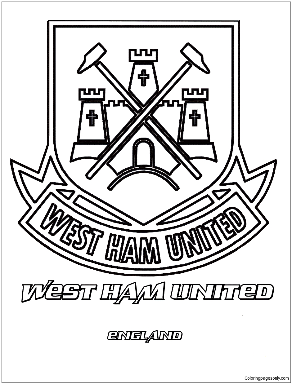 Página para colorir do West Ham United FC