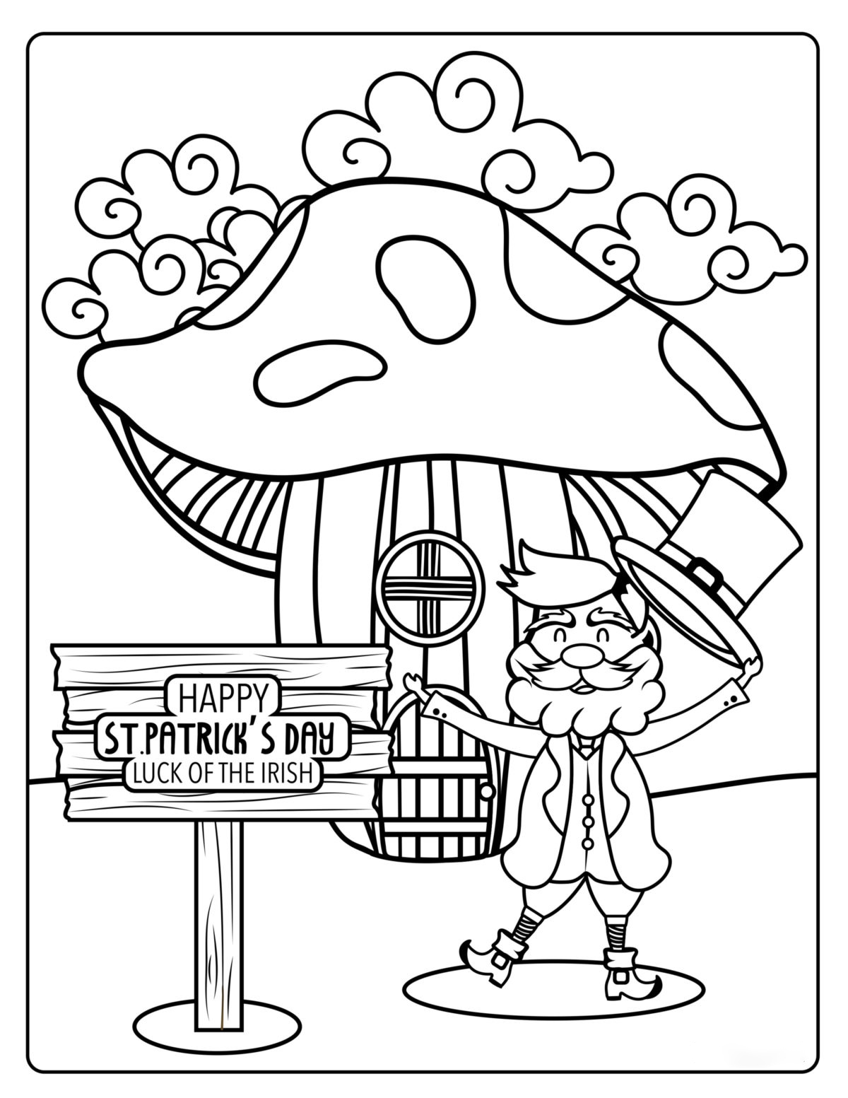 Whimsical St.Patrick day Coloring Page