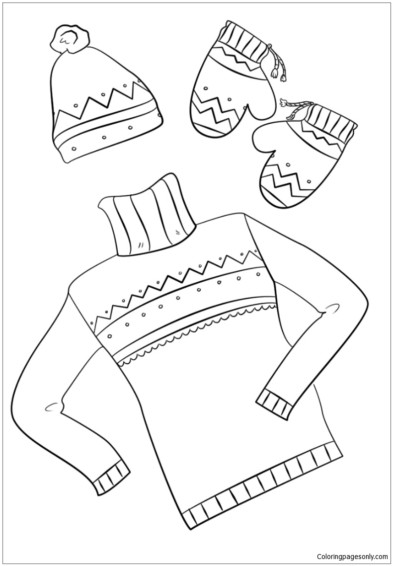 Winter Clothes Coloring Pages - Nature & Seasons Coloring Pages