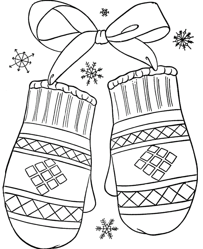 Winter Gloves Coloring Page