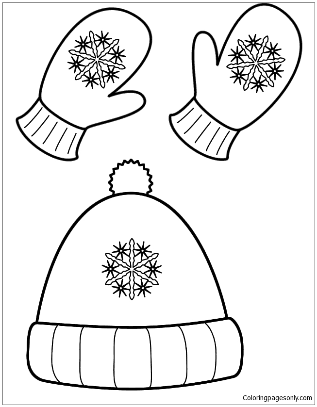 winter hat and mittens coloring page  free coloring pages