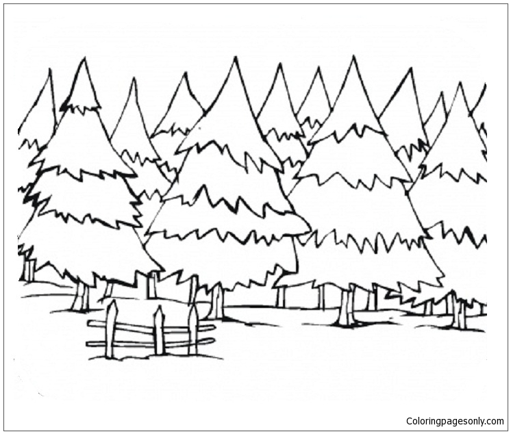 Winter Landscapes Coloring Page