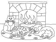 Winter Scenes With Cute Animals Coloring Page