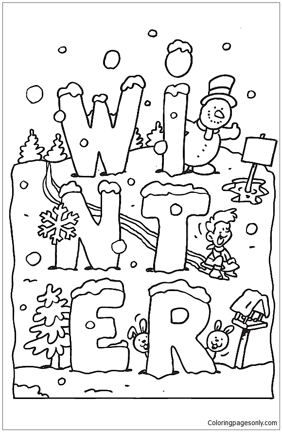 Temporada de invierno – imagen 1 Página para colorear
